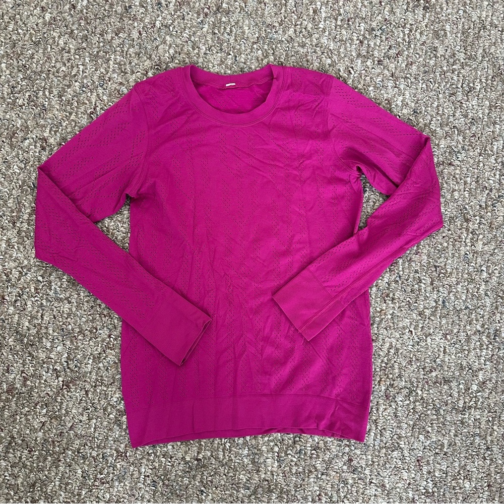 Lululemon Women’s Swiftly Breathe Long Sleeve Fetching Lines (Ripened Raspberry) - Picture 2 of 6